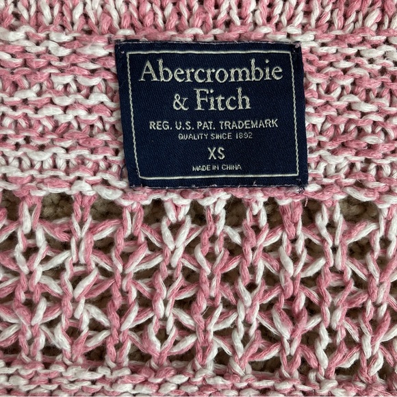 Abercrombie & Fitch Women’s Barbie pink white open front cable knit sweater XS - Picture 7 of 12